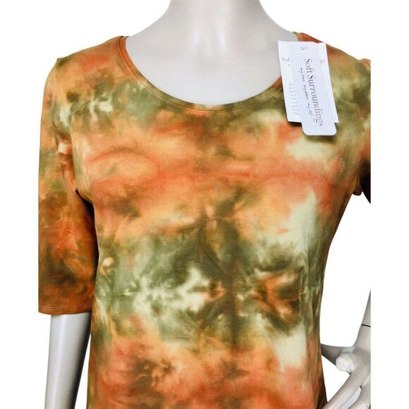 Soft Surroundings Half Sleeve Brown Orange Tie Dye Slits Tunic Dress Size XS - Picture 3 of 9